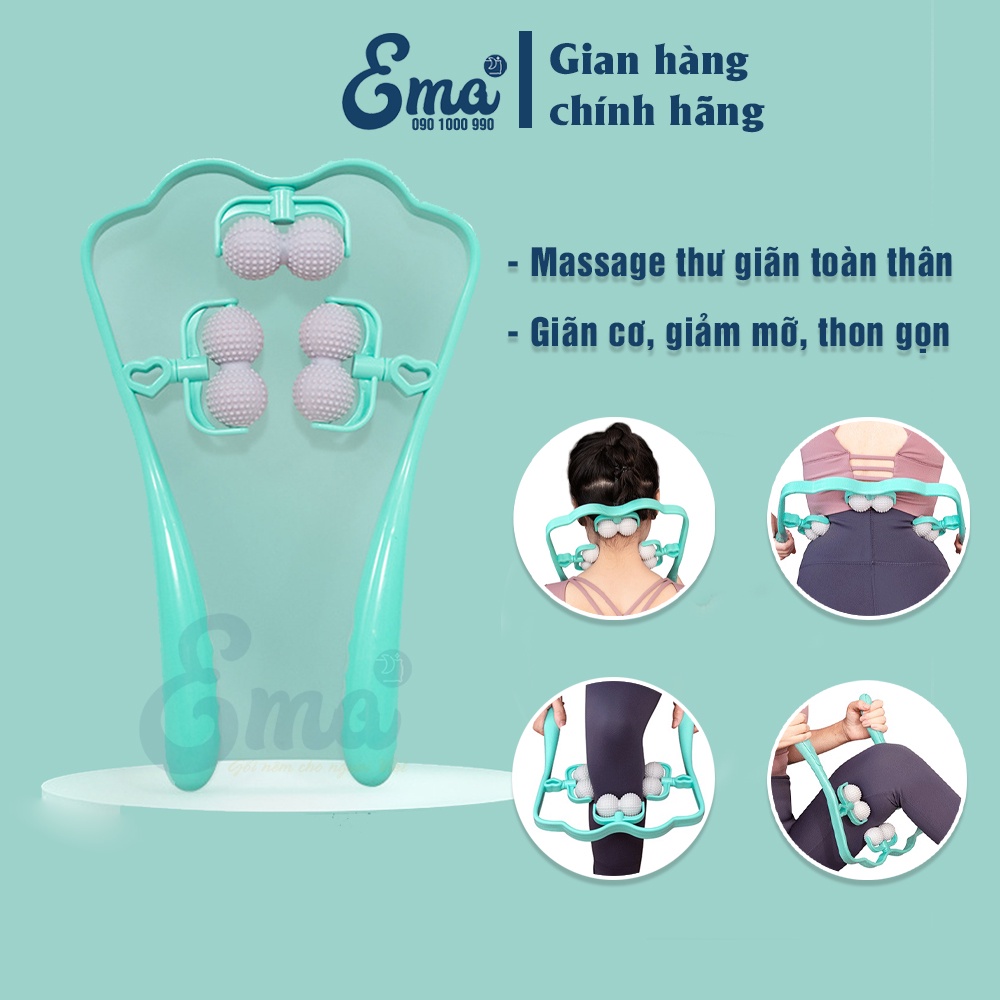 Con lăn massage cổ vai gáy loại 6 bóng gai massage 360° cao cấp EMA