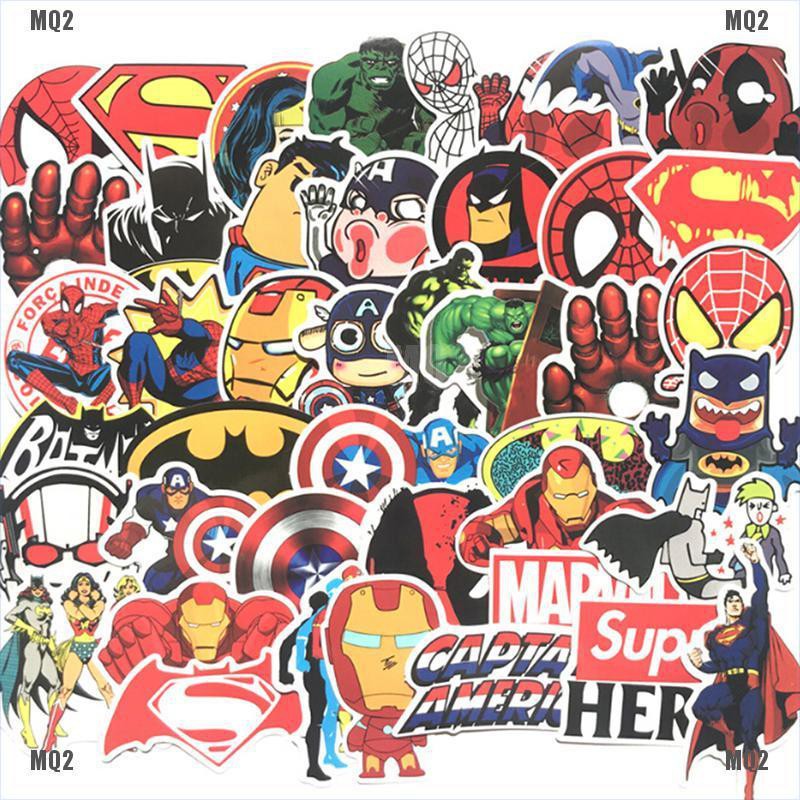 Set 50 sticker dán trang trí thủ công hình nhân vật loạt phim Marvel kiểu hoạt hình