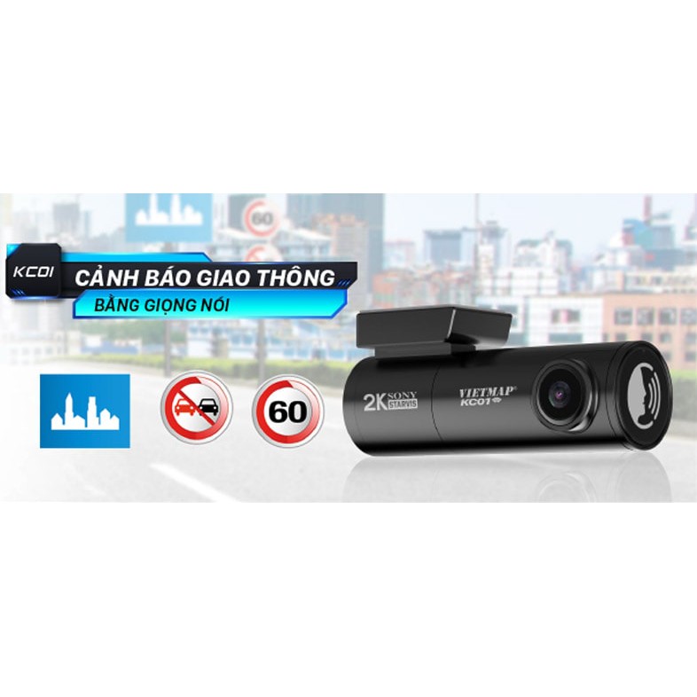 (Tặng thẻ 64G) Camera hành trình Vietmap KC01 Pro Cảnh báo giao thông bằng giọng nói tiếng việt, ghi hình trước sau 2k