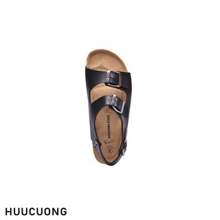 💥💥Sandal 2 khóa da pu màu đen ĐẾ TRẤU