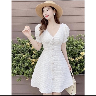 Đầm dự tiệc sang trọng tay bồng nơ lưng chất gấm xốp siêu xinh