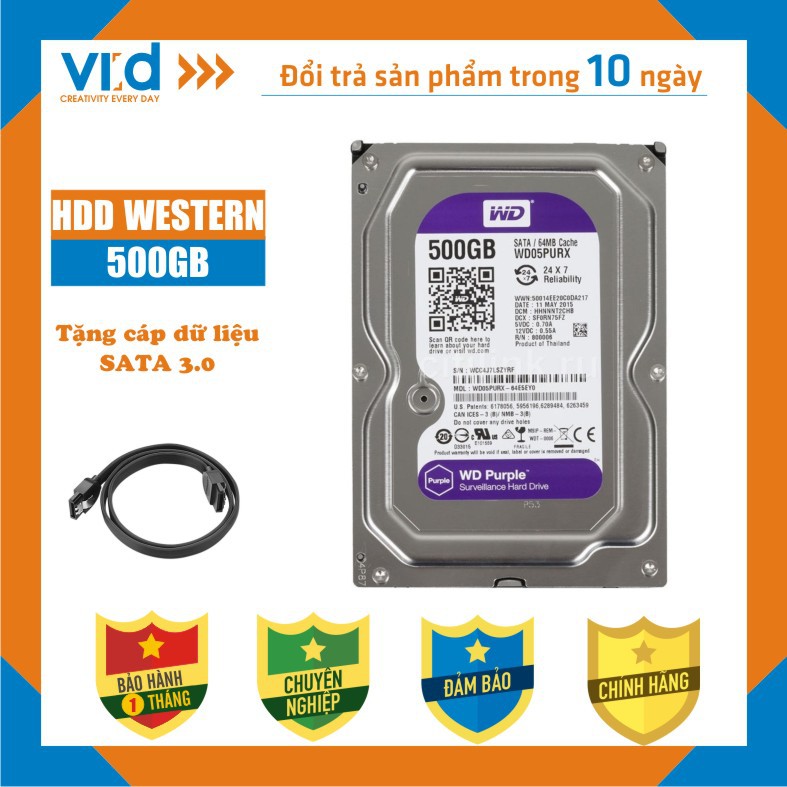 .Ổ cứng HDD PC 3,5"  500GB 320GB, 250GB, Western , Seagae-Tặng cáp Sata 3.0-Hàng nhập khẩu tháo máy đồng bộ - BH 1 tháng