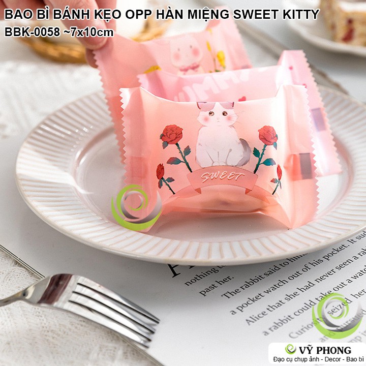 BAO BÌ TÚI HÀN MIỆNG 7x10cm NHỰA OPP ĐỰNG BÁNH KẸO ĐỰNG COOKIE PHONG CÁCH HÀN QUỐC SWEET KITTY BBK-0058