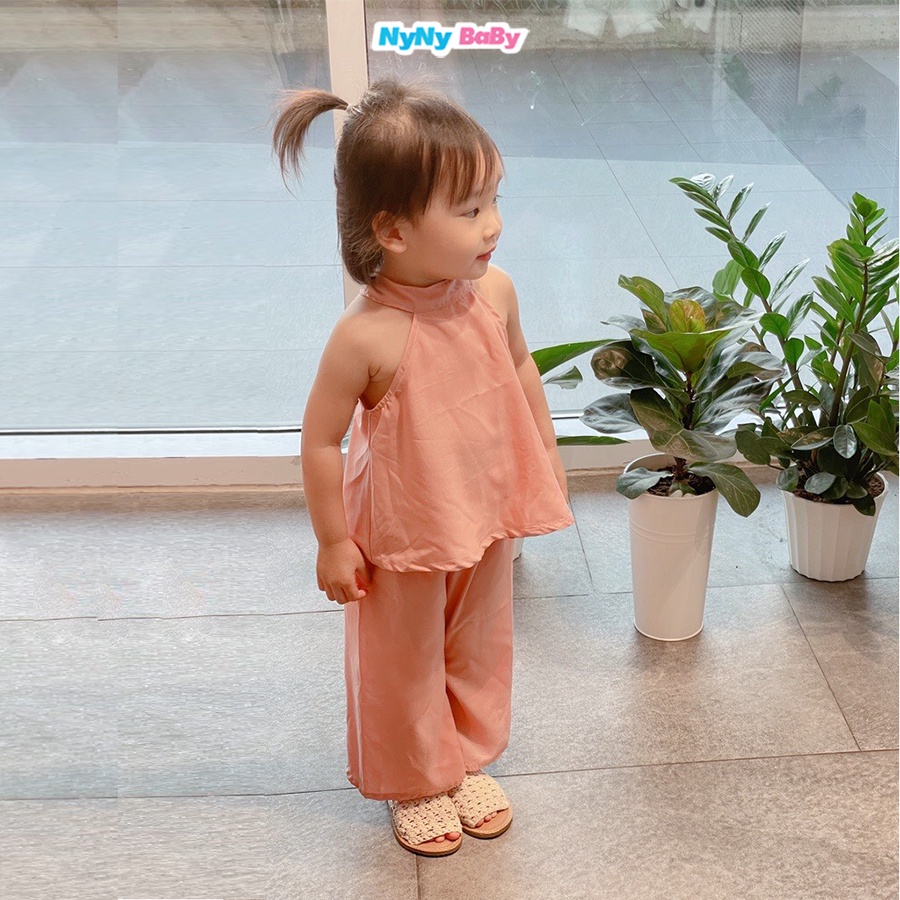 Set Yếm Bé Gái Nyny Baby Hàng Thiết Kế Sang Chảnh Đi Biển Đi Học Đi Chơi Vải Thô Lụa  Đi Tiệc Từ 8 - 24kg