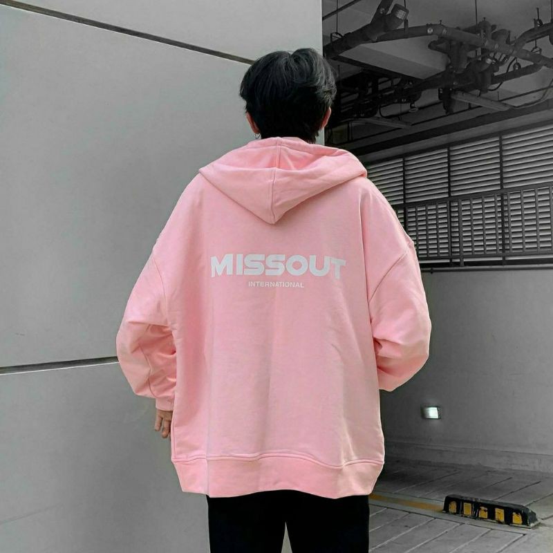 Áo hoodie Missout nam nữ Ulzzang unisex form rộng có dây kéo zip