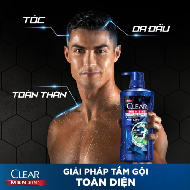 Dầu tắm gội CLEAR Men 3in1 ACTIVE COOL 70g bỏ túi.