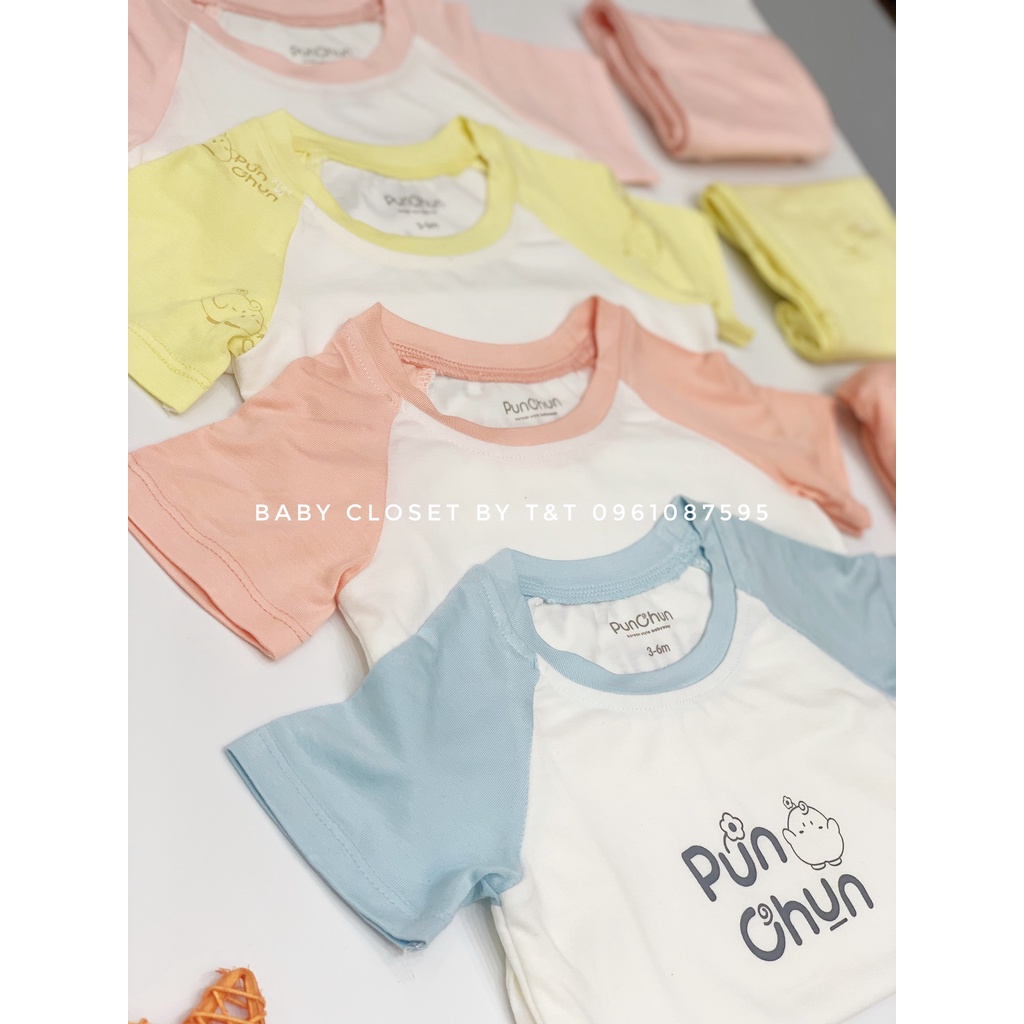 Bộ áo côc tay quàn đùi raglan coton trẻ em Punchun