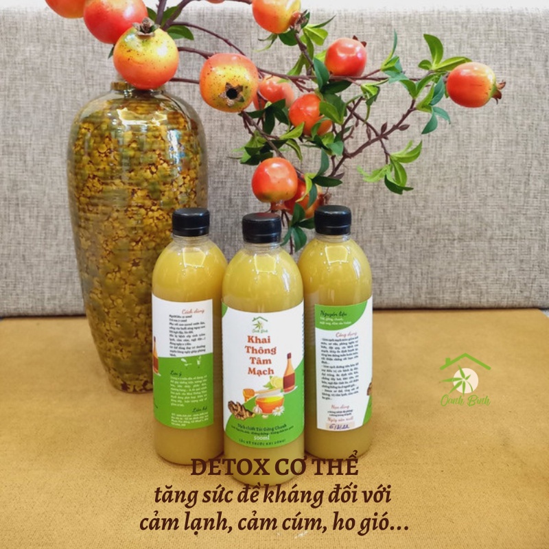 Detox tỏi gừng chanh giấm táo mật ong đào thải độc tố chai 500mL_BEP NGON NGON