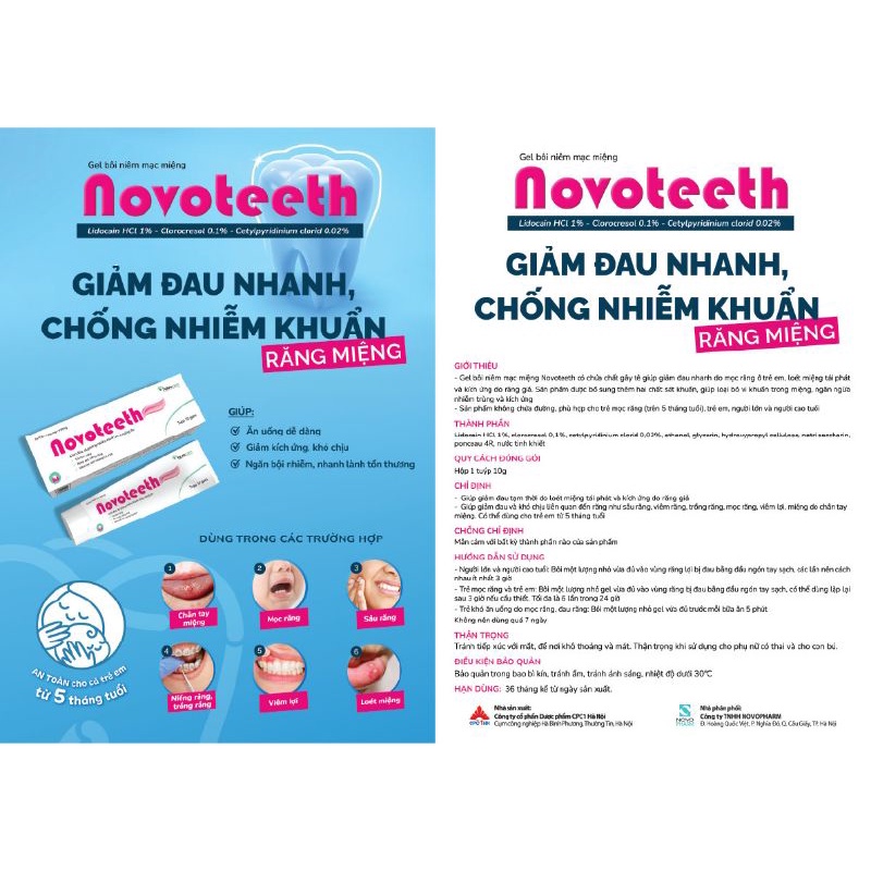 Gel bôi nhiệt miệng Novoteeth tuýp 10g