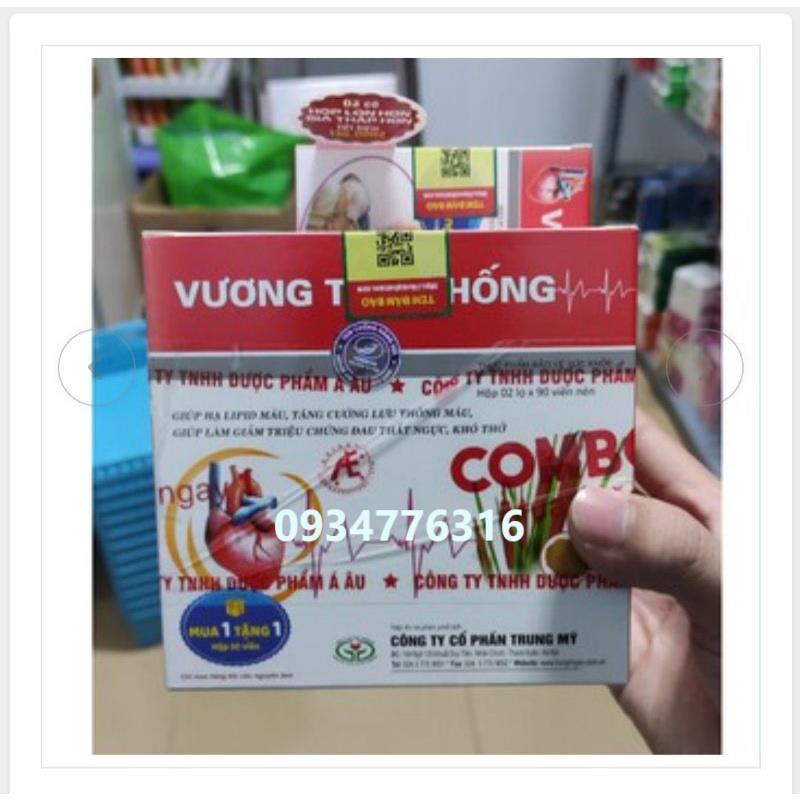 Vương tâm thống hỗ trợ sức khoẻ tim mạch hộp 2 lọ 180 viên tặng hộp 30 viên