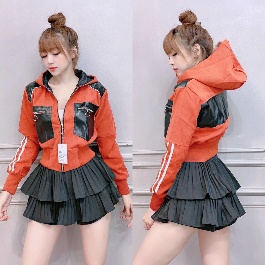 [CÔ VI] Áo Khoác Thời Trang Nữ Nhung Bố Phối Xuất Sắc