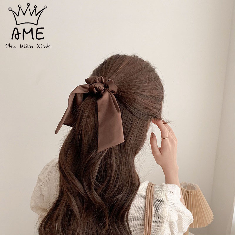 Chun buộc tóc vải dây buộc tóc nơ ruy băng Hàn Quốc Ame Beauty