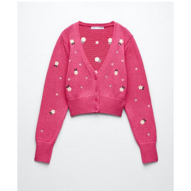 Zara Áo Dệt Kim Cổ Chữ V Thêu Họa Tiết Thời Trang Mùa Xuân 6771034
