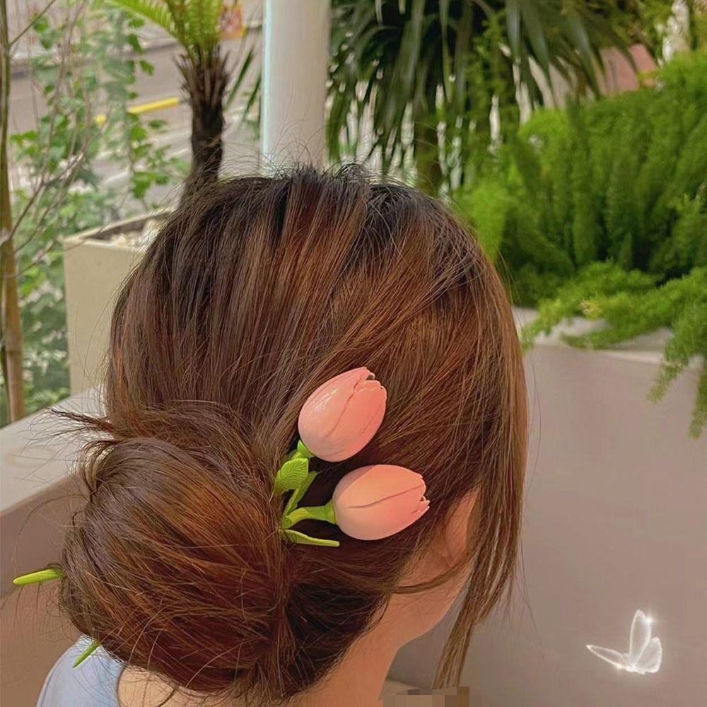 Kẹp Tóc Hình Hoa Tulip / Cá Mập / Cá Mập Kiểu Pháp Ngọt Ngào Sáng Tạo Cho Nữ