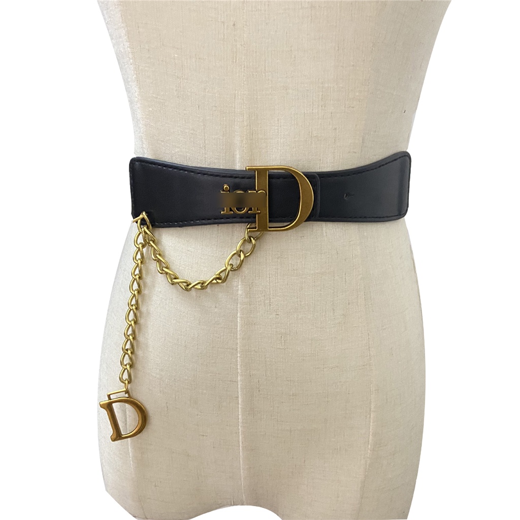 Thắt Lưng Nữ Co Giãn Màu Đen Trang Trí Với Đầm