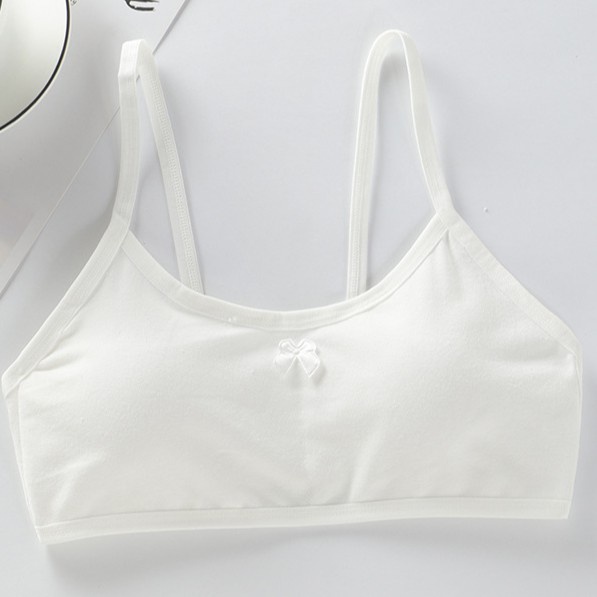 Áo Ngực Cotton Mềm Mại Thoáng Khí Thắt Nơ Màu Trơn Co Giãn Thời Trang Dành Cho Bé Gái 8-12 Tuổi