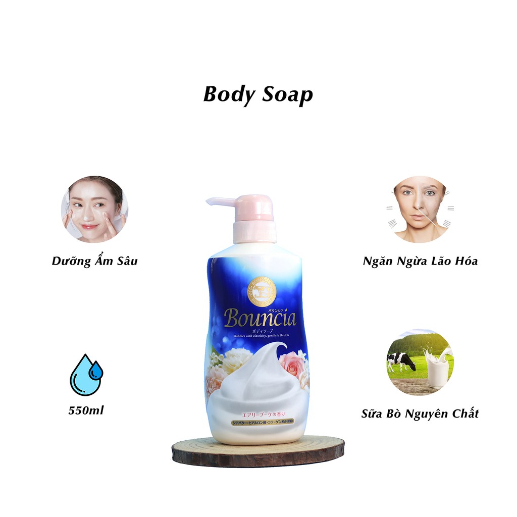 [NHẬT BẢN] Sữa Tắm Hương Hoa Hồng Bouncia Body Soap (500ml)