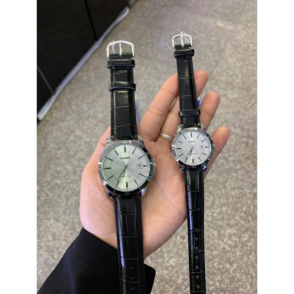 Đồng hồ Nam Casio MTP-V004L-7AUDF, đồng hồ chính hãng, dây da đen mặt trắng