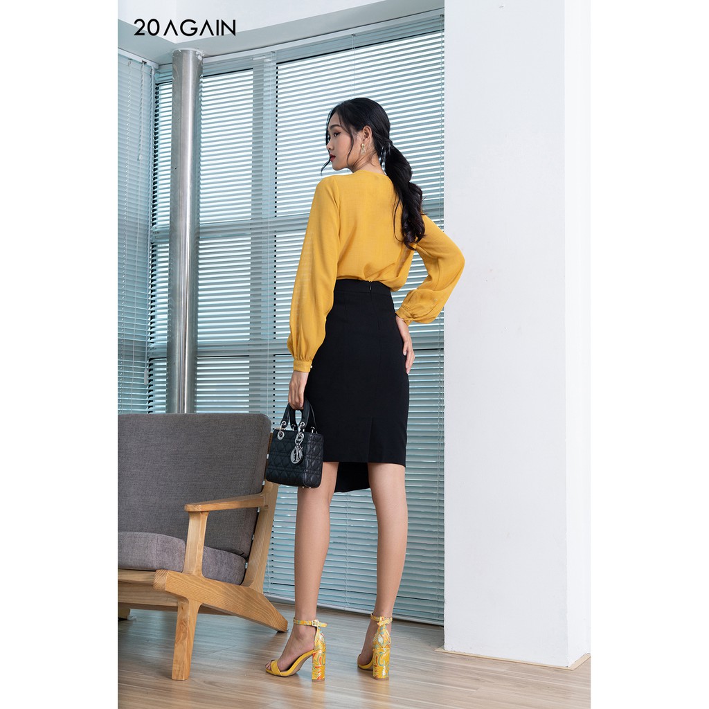 Áo sơ mi dài tay dúm cổ trơn màu ASA0988 20AGAIN | BigBuy360 - bigbuy360.vn