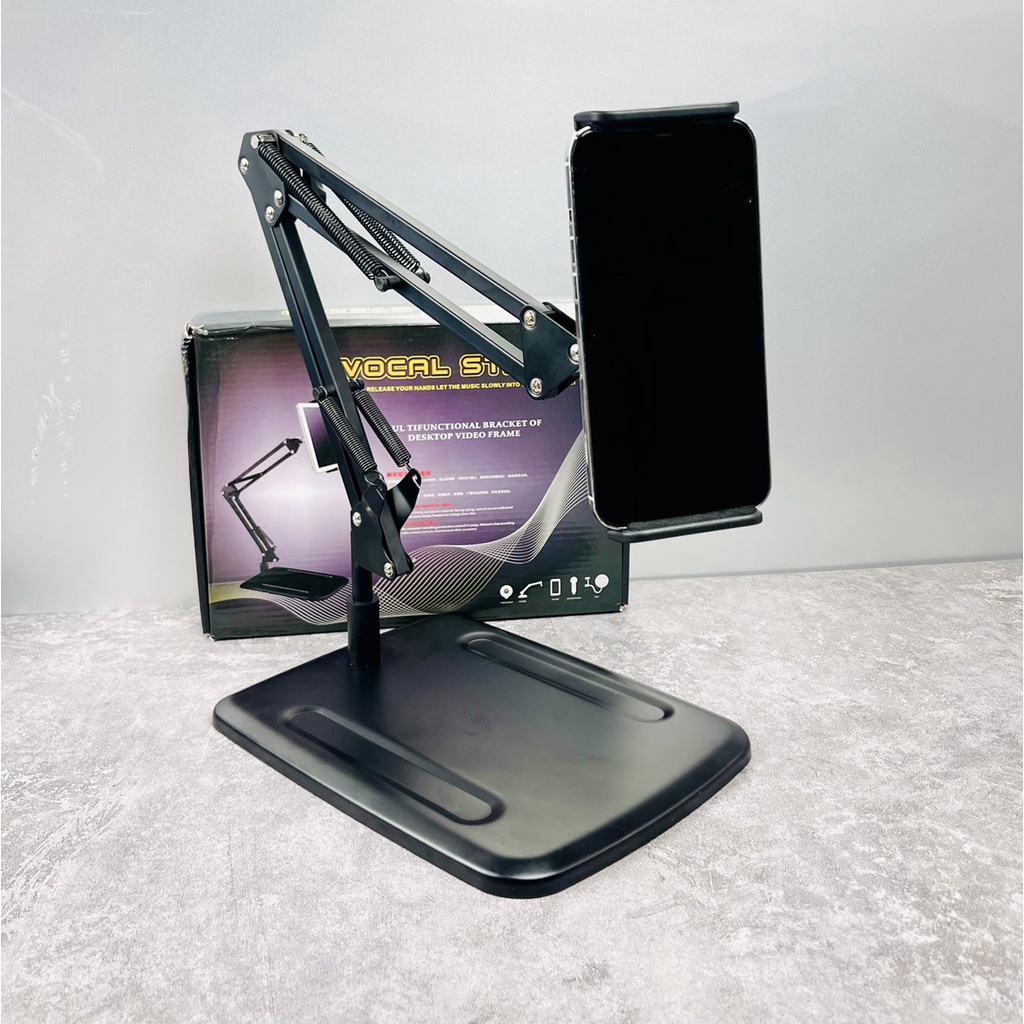 Giá đỡ, kẹp ipad máy tính bảng bằng kim loại để bàn, mặt phẳng siêu tiện lợi, chắc chắn khi làm việc, con học video