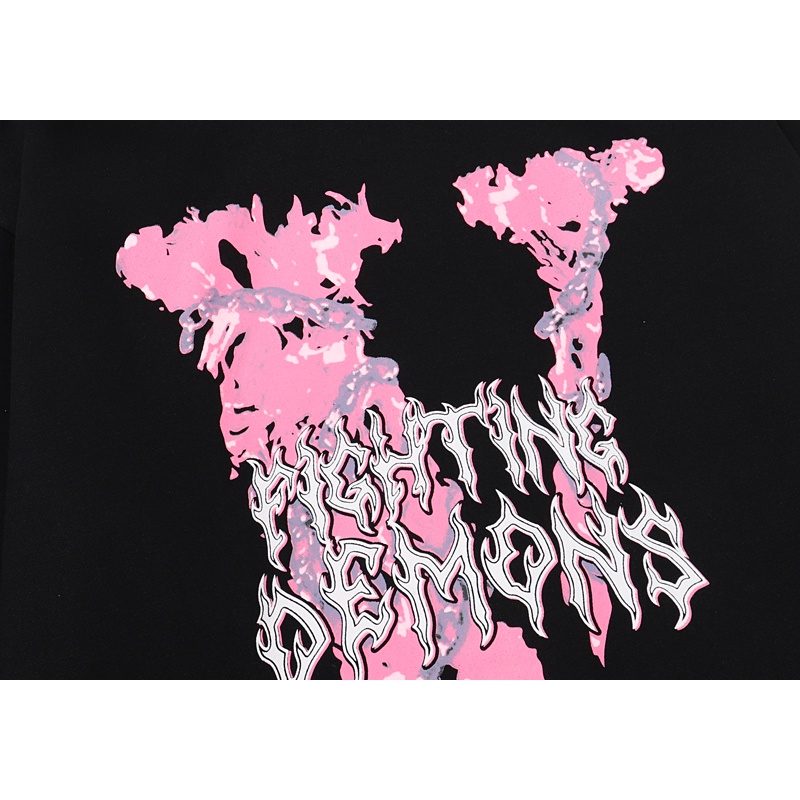 Vlone Áo Hoodie Vải Lông Cừu In Chữ V Thời Trang Cá Tính