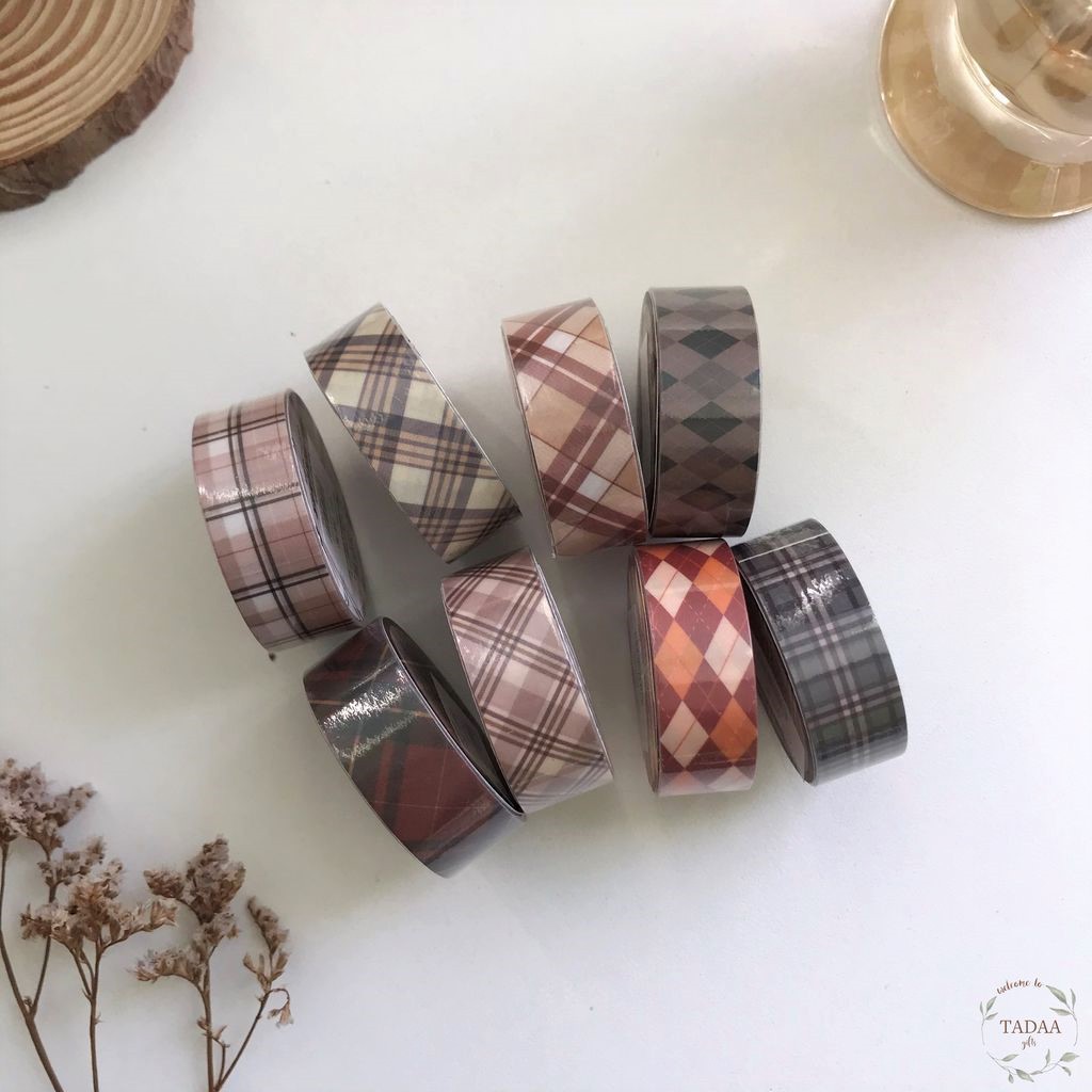 Washi tape họa tiết caro phong cách vintage cổ điển trang trí