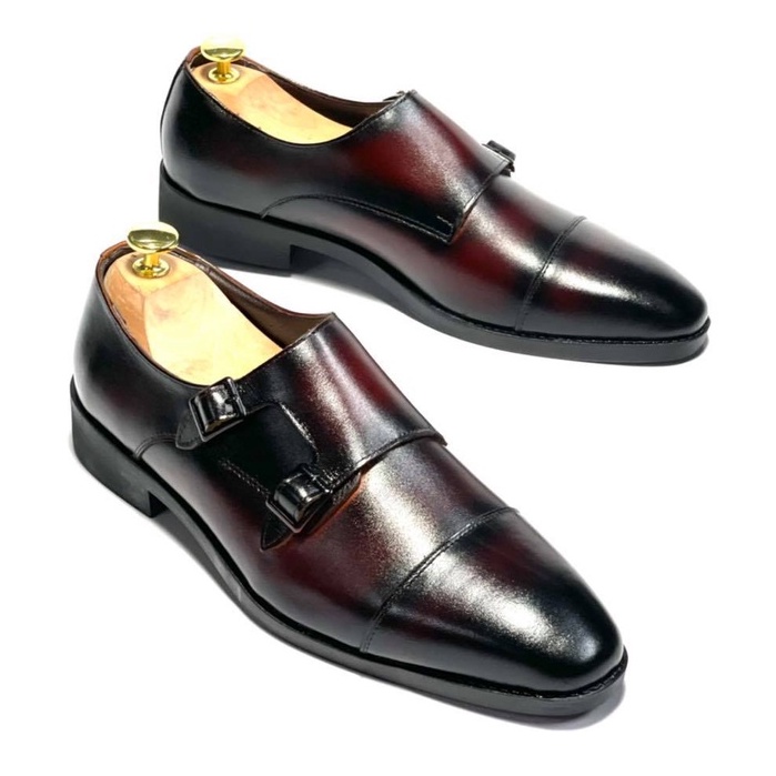 Giày tây nam ERMAND da bò thật bảo hành 12 tháng dáng Double Monkstrap - Mã T78