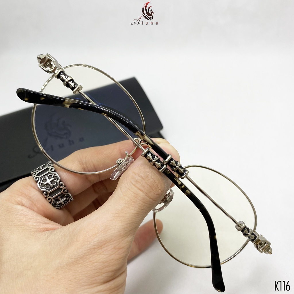 Gọng kính chống ánh sáng xanh Unisex Retro họa tiết hoa Iris Chrome Heart - K116 - Aluha
