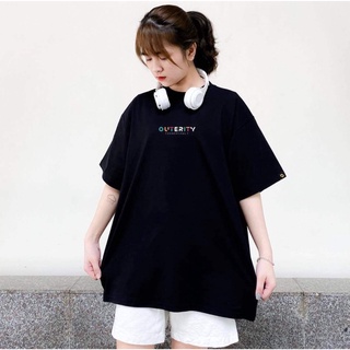 Áo thun đen In Chữ Nổi OUTERITY màu đen và trắng form rộng tay lỡ