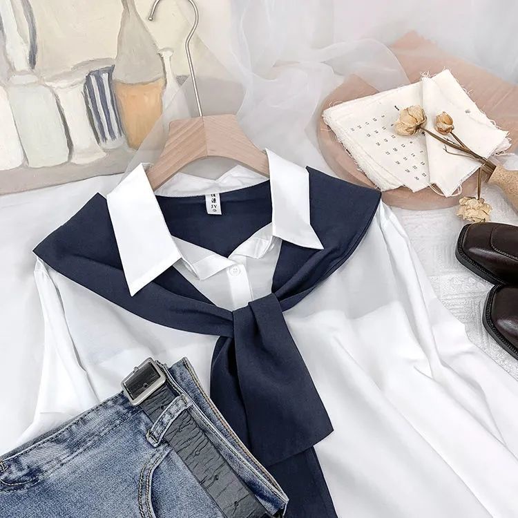 Áo Sơ Mi Dài Tay Giả Hai Lớp Phong Cách Mùa Xuân Thời Trang Cho Nữ