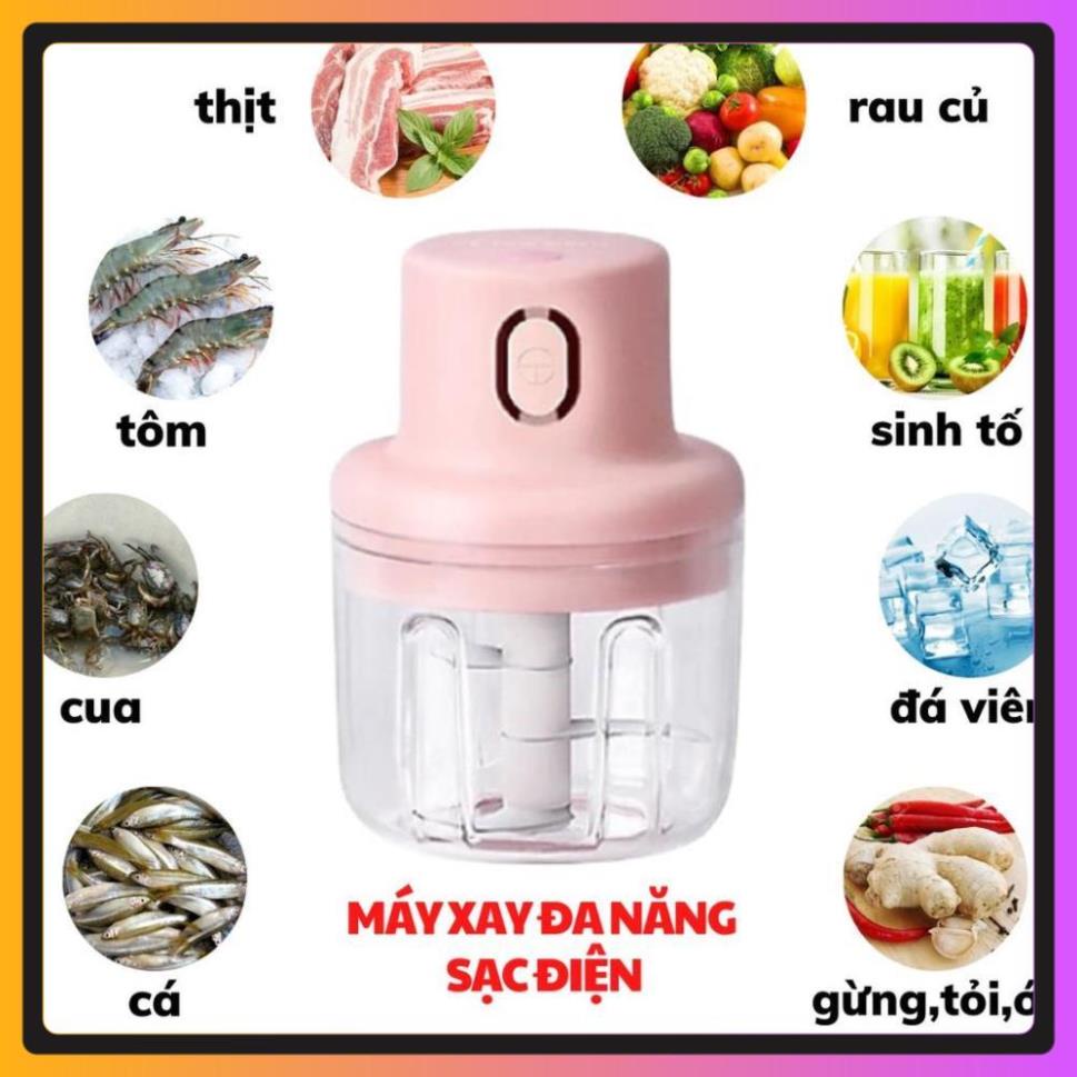 Máy Xay Mini Sạc Điện, Xay Thịt Ớt Hành Tỏi Rau Củ Quả Cầm Tay Siêu Tiện Lợi