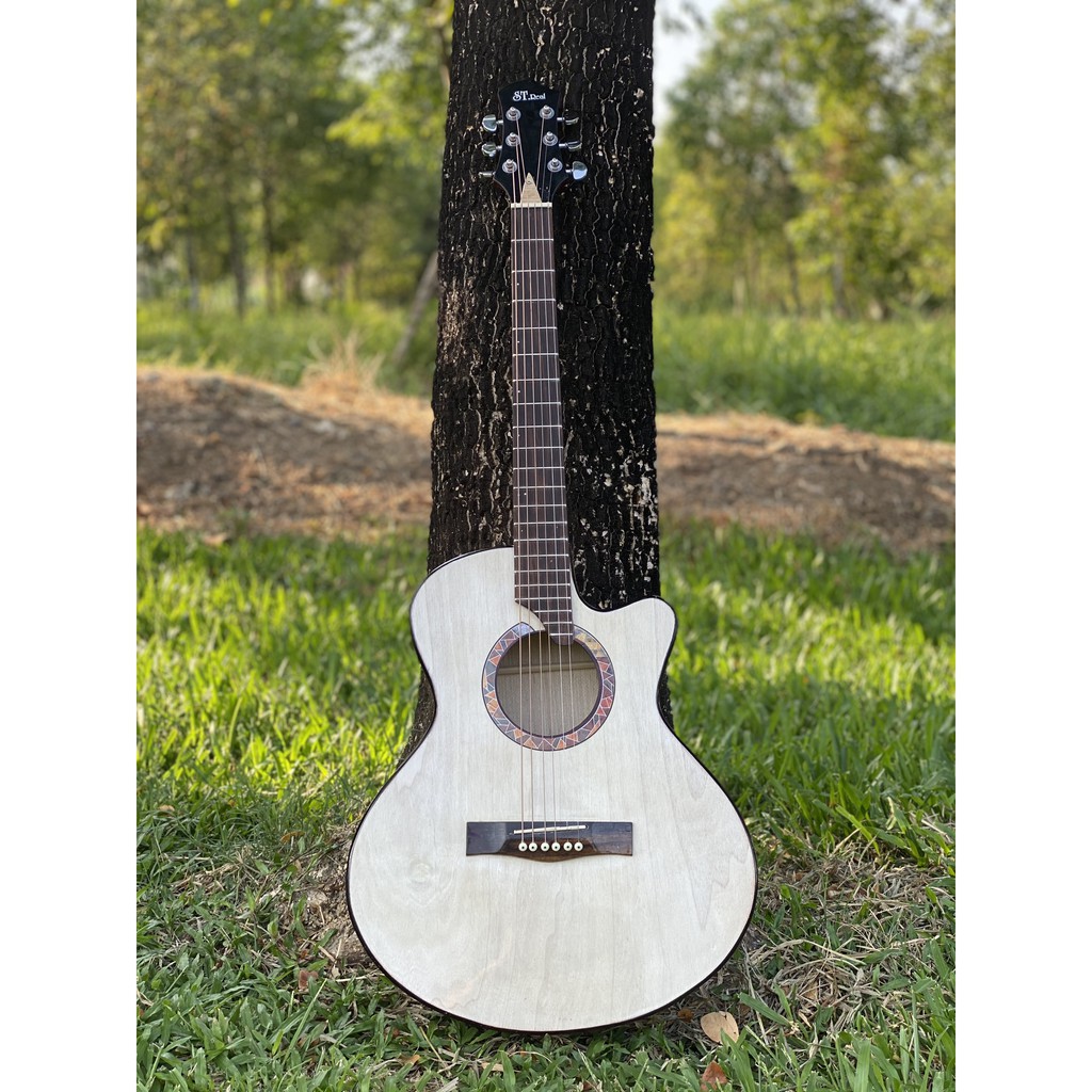Đàn Guitar Acoustic ST.Real Guitar Sài Thành Mã X1 gỗ POLYWOOD EBONY vân gỗ thật kích thước full size