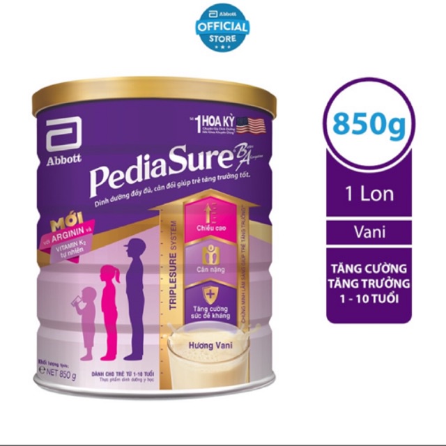 Tặng 1 túi pediasure  - Bộ 2 lon sữa bột Pediasure 850g hương Vani - HSD Luôn Mới