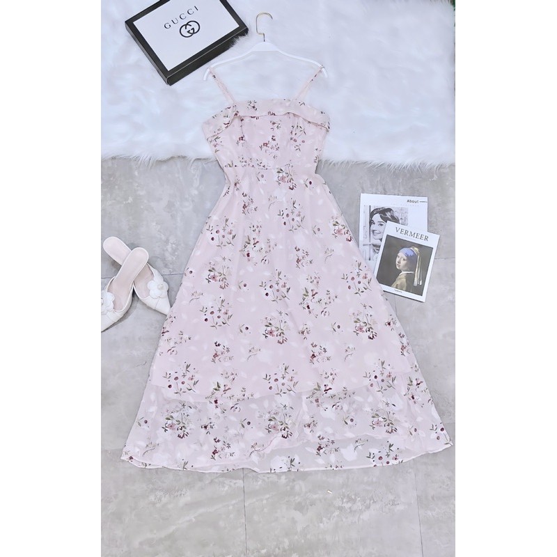 VNU255 - VÁY 2S VOAN 2 LỚP HOA HỒNG PASTEL | BigBuy360 - bigbuy360.vn