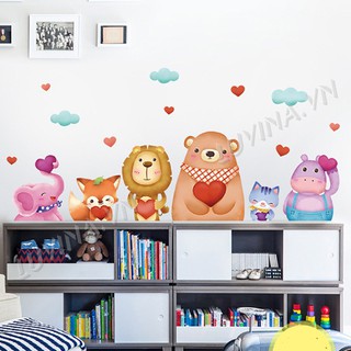 [ĐƠN 200K TẶNG QUÀ SIÊU YÊU]-Decal dán tường Luvina trang trí phòng ngủ cho bé- Gia đình nhà gấu tinh nghịch