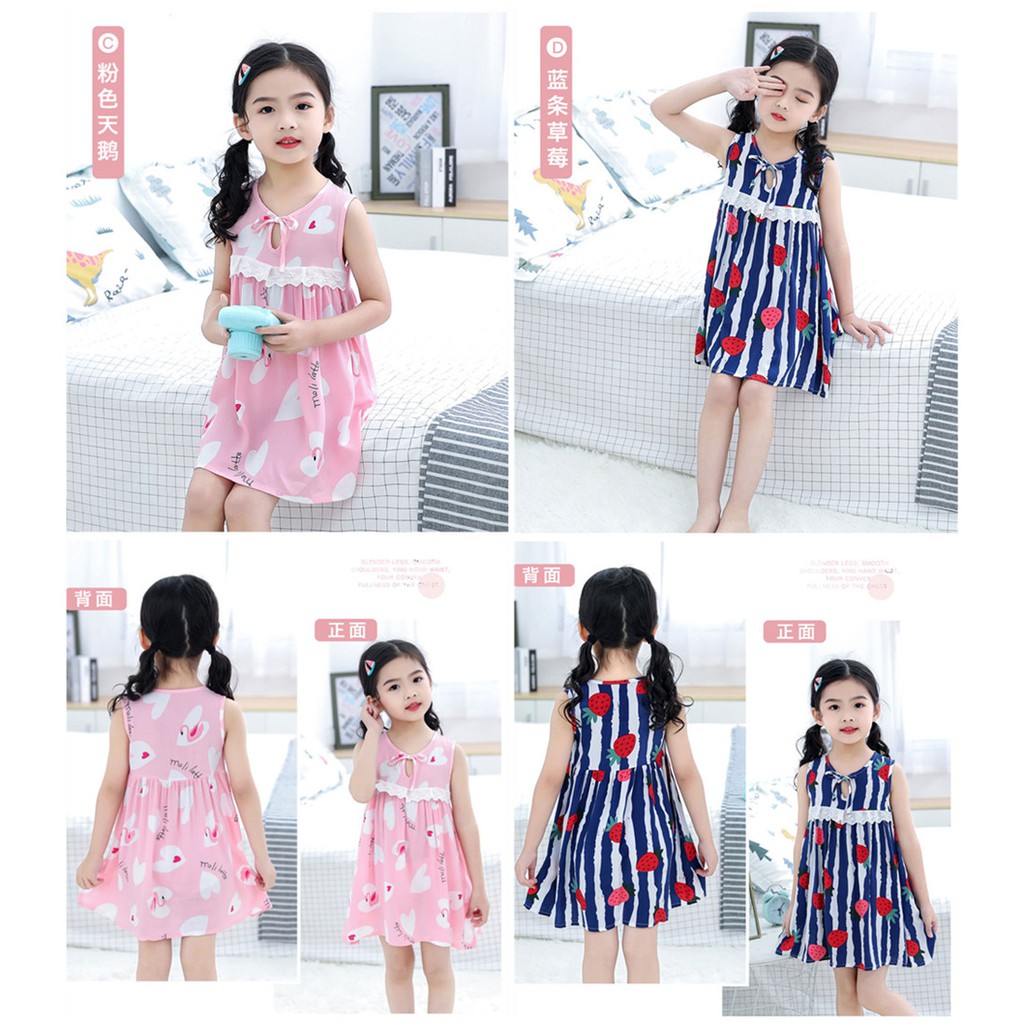 Đầm Ngủ Lụa Phối Ren 100-160cm Cho Bé Gái