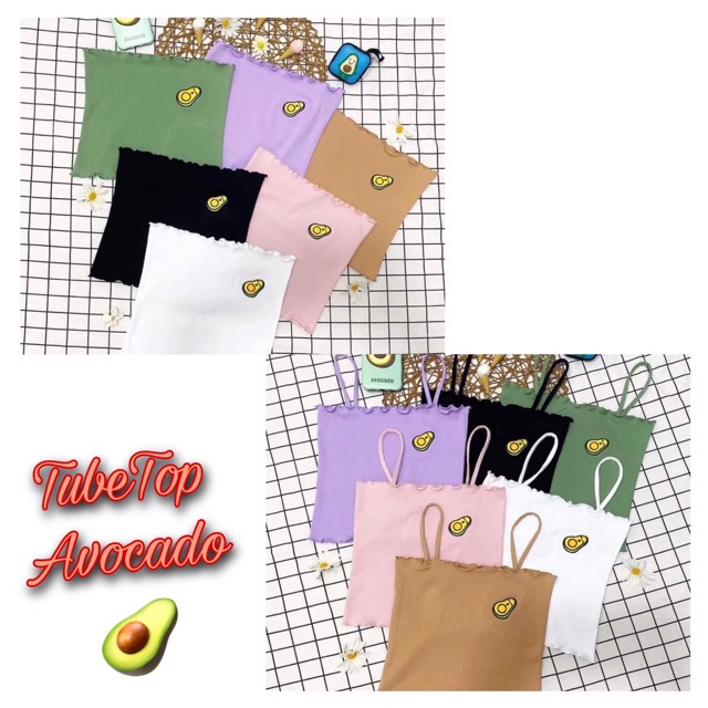Áo TubeTop Thêu 🥑 Avocado Ulzzang Ảnh Thật