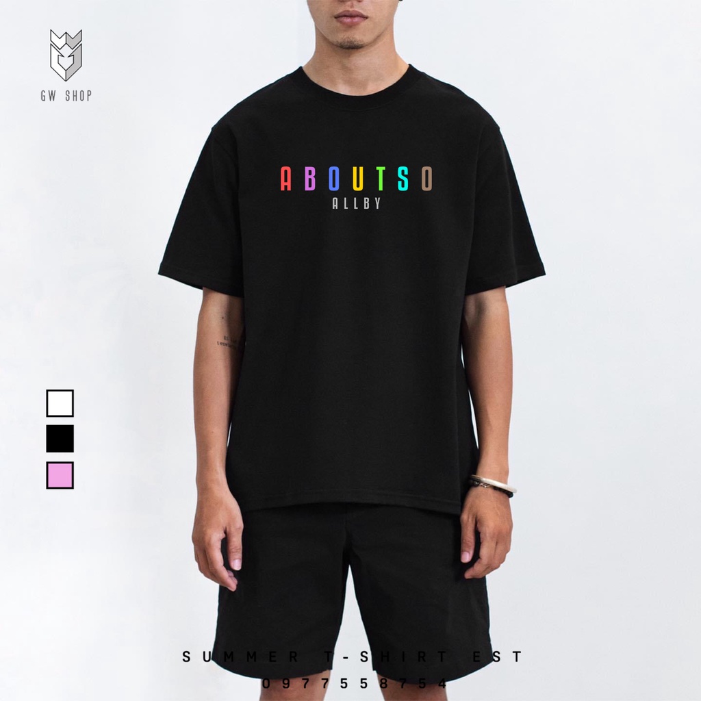 Áo thun nam nữ Allby ABOUTSO , Áo phông tay lỡ Unisex form rộng vải cotton - GW Shop