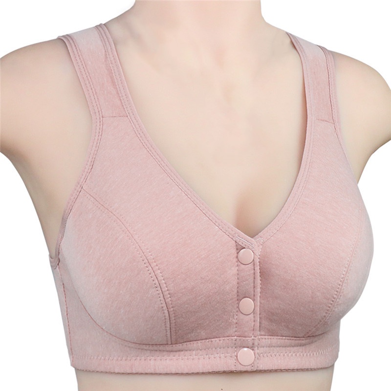 Áo ngực cotton không gọng nâng ngực 3 nút cài trước kiểu dáng thời trang