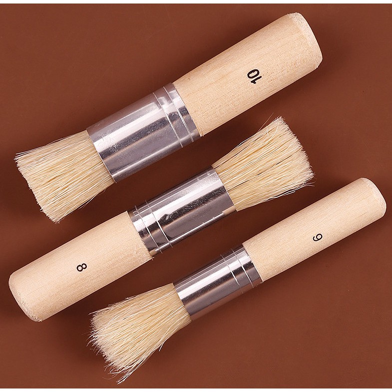 Bộ cọ vẽ đầu tròn lông lợn, cọ vẽ Stencil Brushes set 3 cây Mont Marte