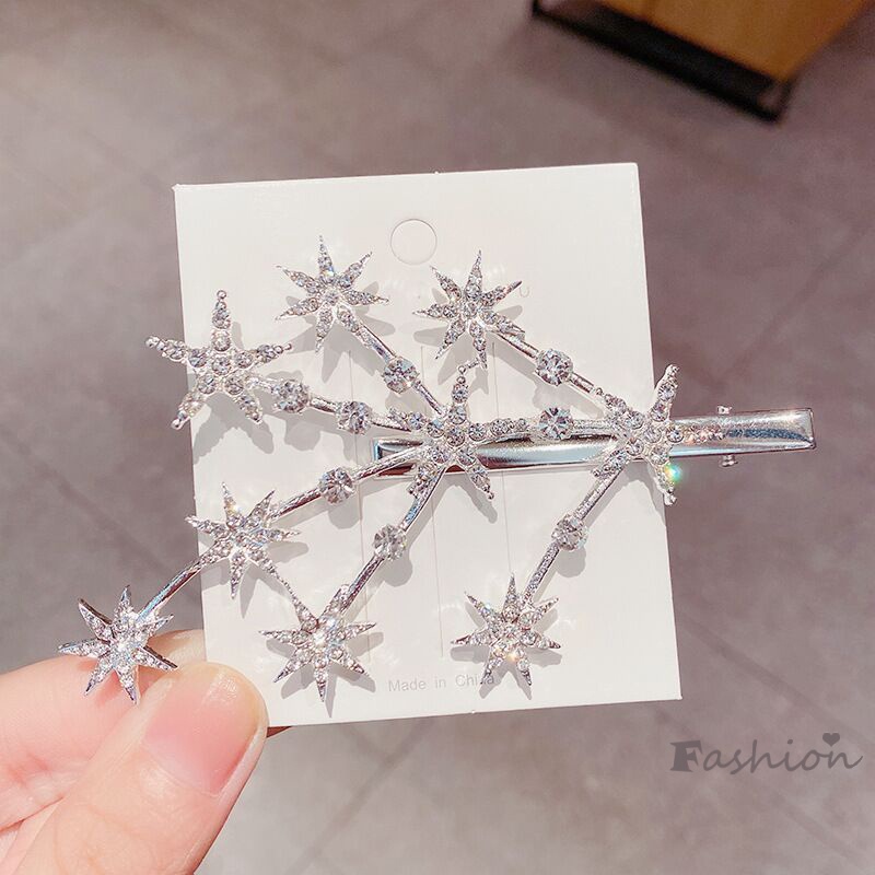 Bộ 3 Kẹp Tóc Hình Ngôi Sao Đính Kim Cương Giả Thời Trang