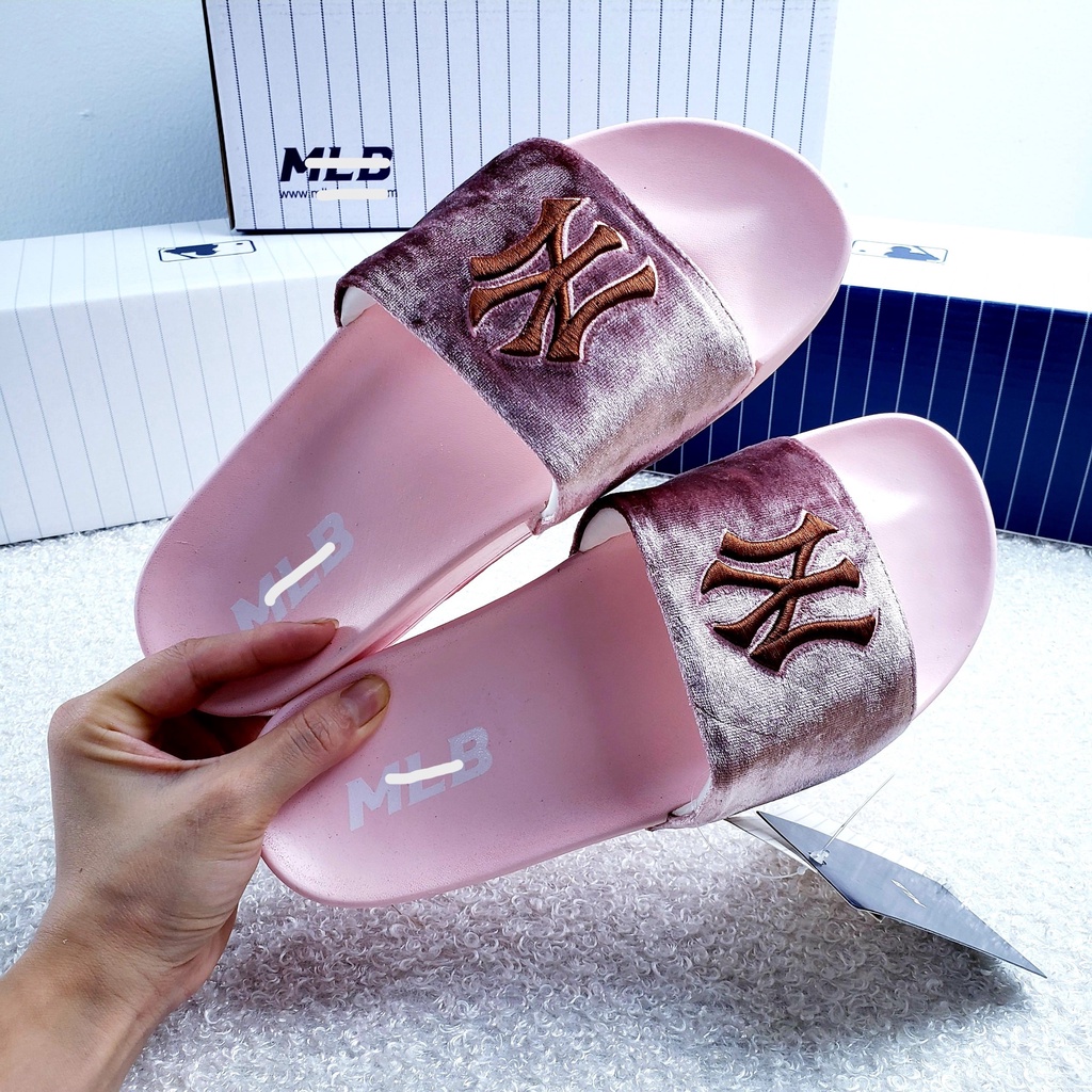 Dép 𝐌𝐋𝐁 quai nhung chữ thêu nổi êm chân