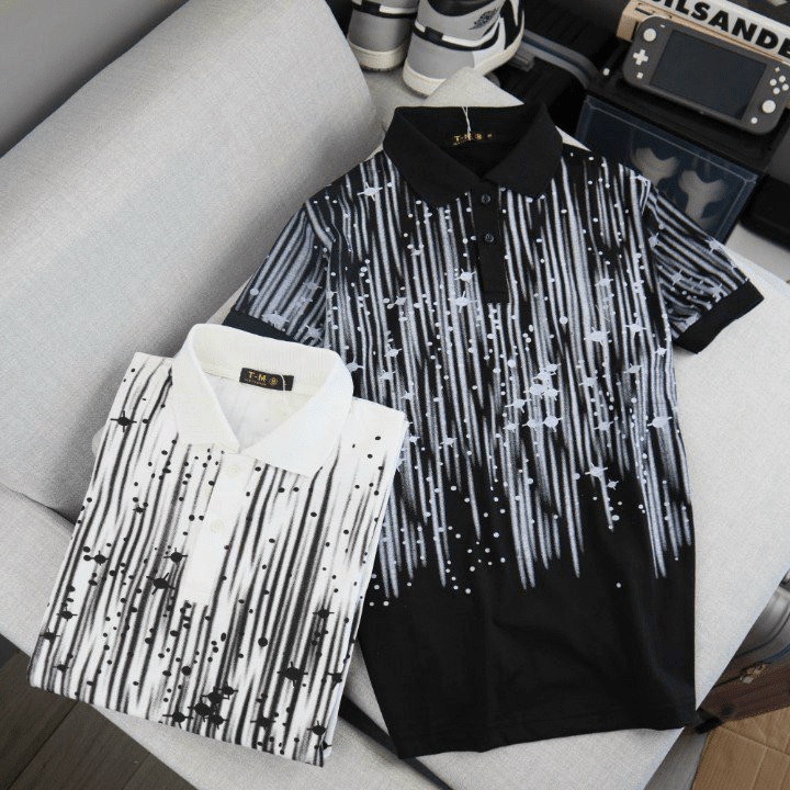 Áo Thun Nam Cổ Trụ Loang Màu Trắng Đen Chất Cotton Mềm Co Giãn Tốt Mặc Đẹp Thoải Mái [NEW UNISEX]