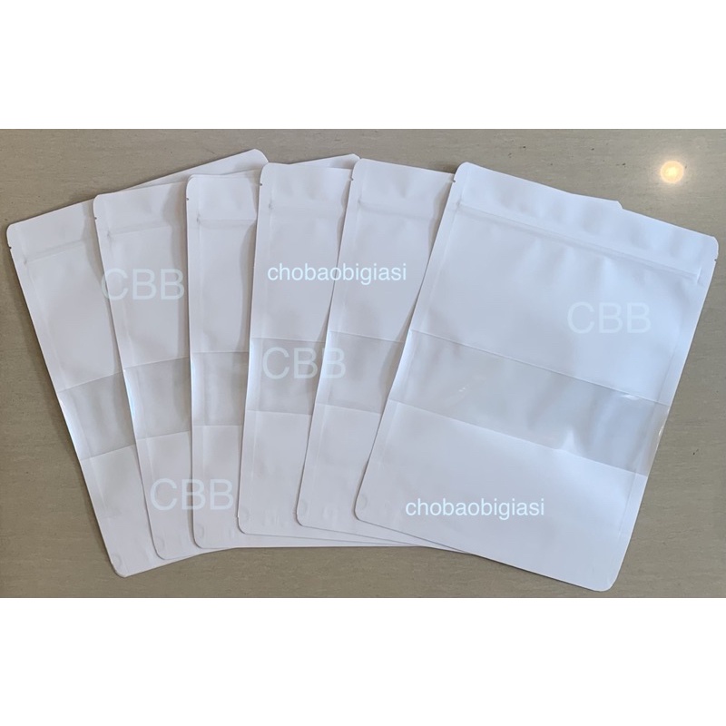 [1kg/size] Túi zipper giấy kraft màu trắng có cửa sổ tràn, thân thiện, an toàn, sang trọng (SP y hình)