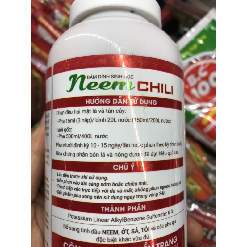 NEEM CHILI (500ml) sinh học trừ sâu, bọ trĩ, nhện đỏ, rầy rệp -an toàn sức khỏe NGUYENTRI