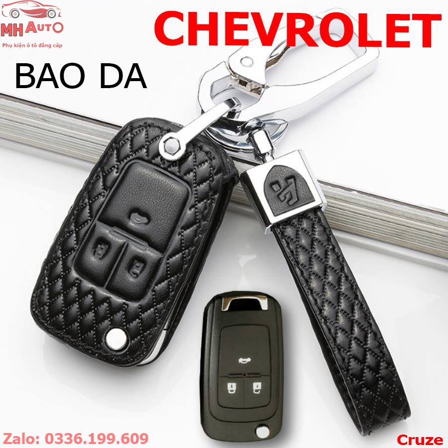 Bao da chìa khóa ô tô Chevrolet Cruze màu đen hàng cao cấp loại đẹp M1