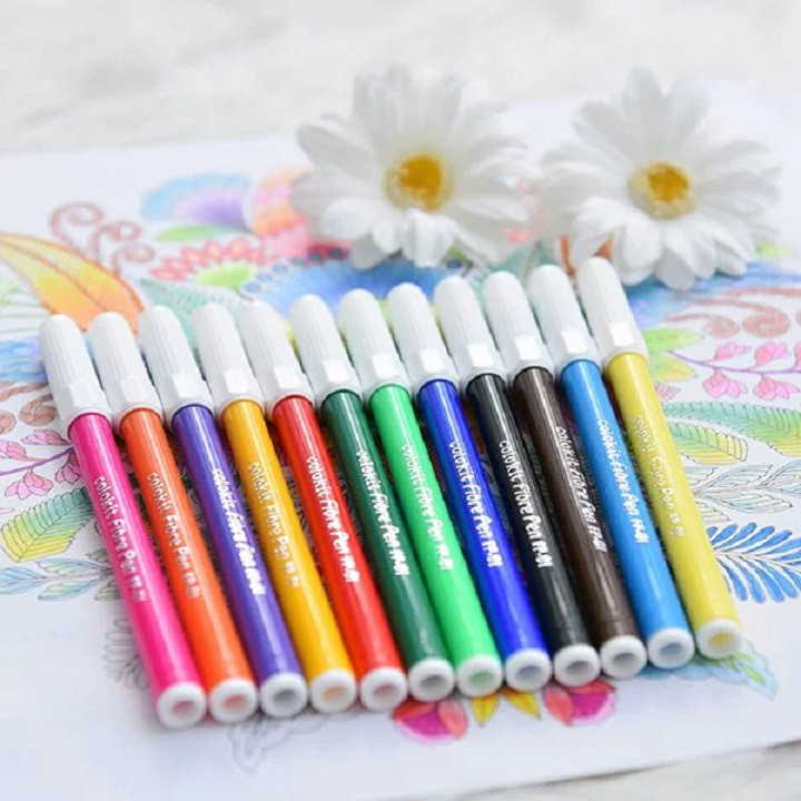 Bút lông màu Fiber Pen 𝑻𝒉𝒊𝒆̂𝒏 𝑳𝒐𝒏𝒈 Colokit | FP-01 [vỉ 12 màu]