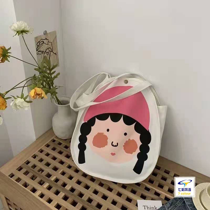 Túi tote đeo vai bằng vải in họa tiết đáng yêu thời trang