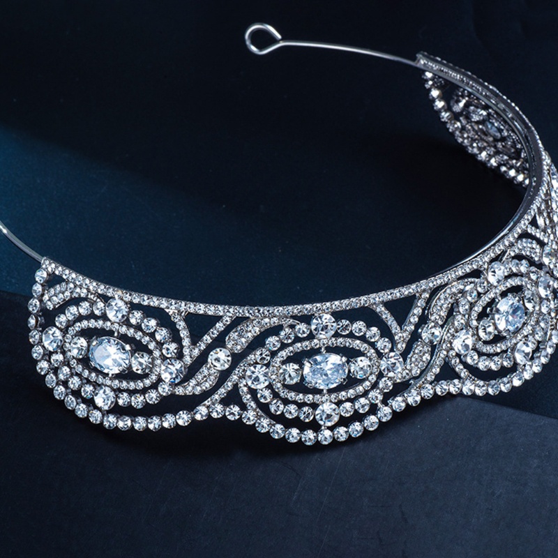 Băng Đô Cài Tóc Hình Vương Miện Bằng Kim Loại Đính Đá Pha Lê CZ Đẹp Mắt