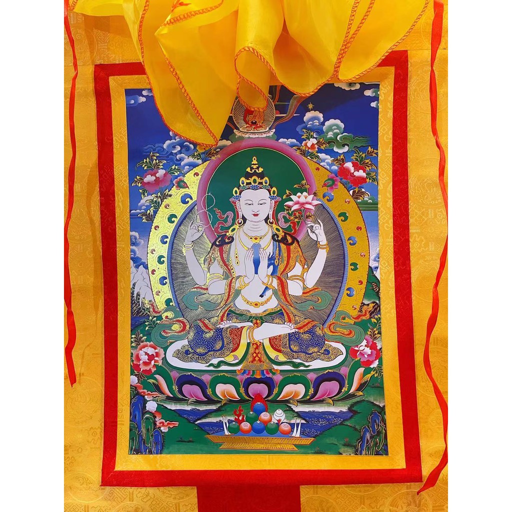Tranh Thangka Quan Âm Tứ Thủ